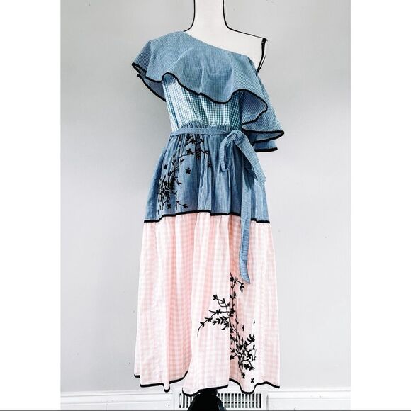 Hemant & Nandita Dress Melantha Floral Gingham - Picture 1 of 10
